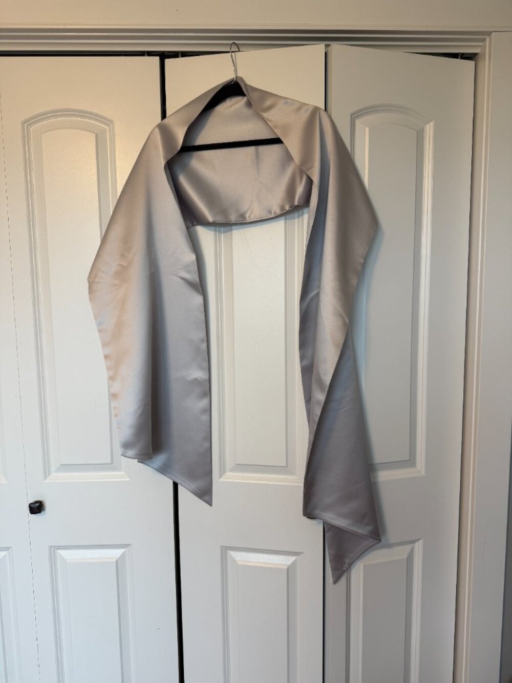 Vintage 90s Silver Satin Formal Gown w/ Crinoline & Built-In Corset - Picture 3 of 4